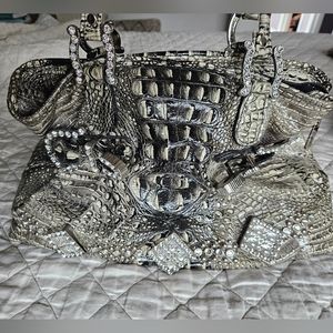 Raviani Gray Glitter Crocodile Handbag